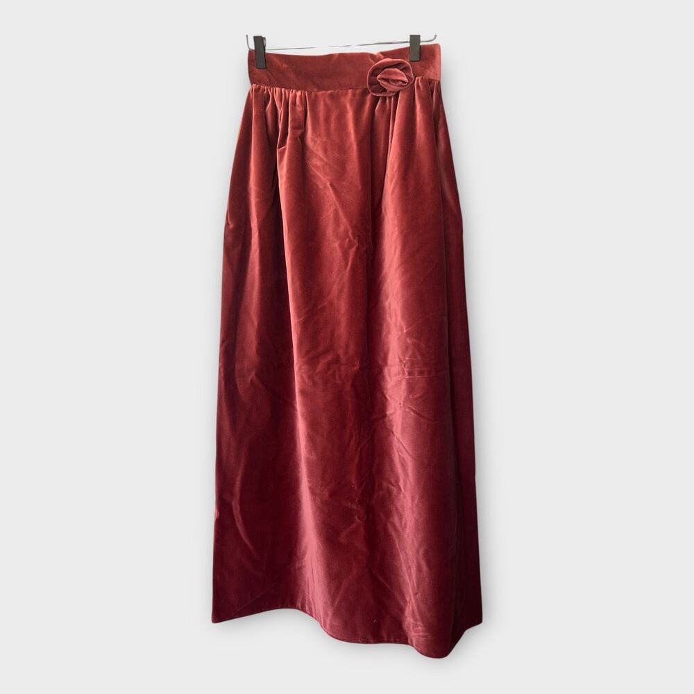 Vintage 60s Velvet Maxi Skirt Formal Women's Sz Feminine Mauve House of Bianchi